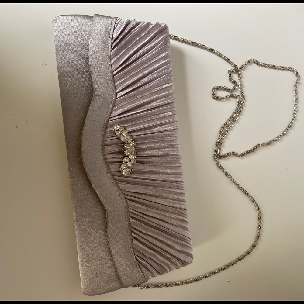 Gray suede / slick bag